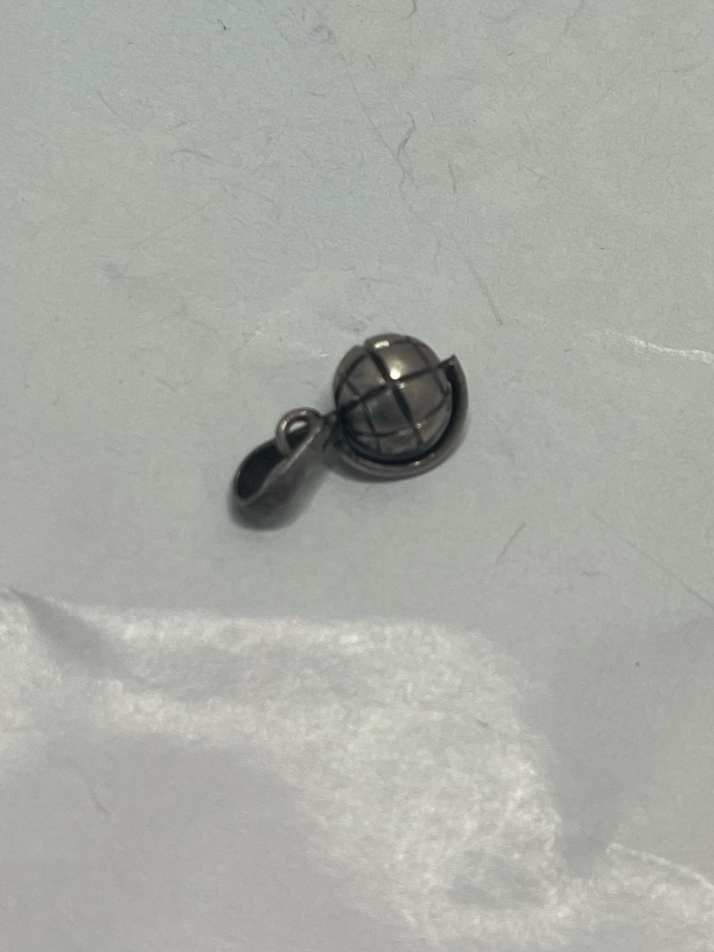 Tiny Round sterling vintage Silver Globe Charm Pendant